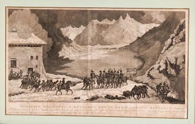 19th Century Engraving of Napoleon Crossing the St Bernard Pass