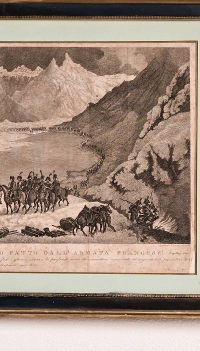 19th Century Engraving of Napoleon Crossing the St Bernard Pass