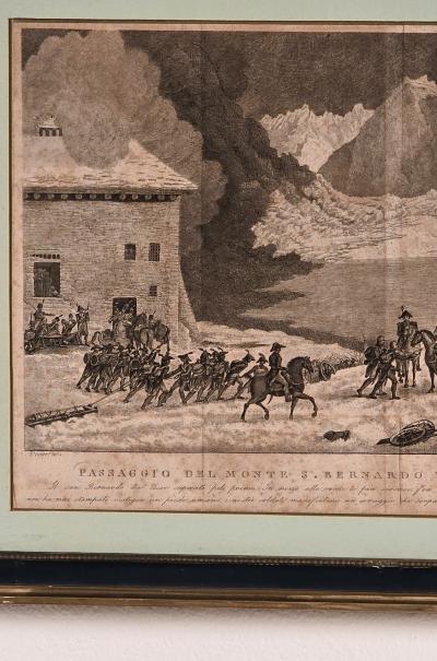 19th Century Engraving of Napoleon Crossing the St Bernard Pass