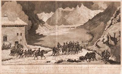 19th Century Engraving of Napoleon Crossing the St Bernard Pass