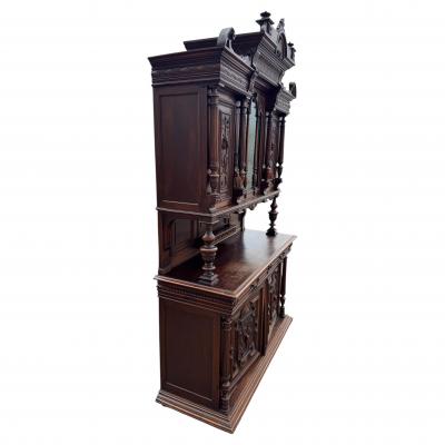 19th Century European Walnut High Relief Carved Renaissance Revival Sideboard