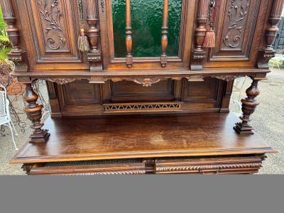 19th Century European Walnut High Relief Carved Renaissance Revival Sideboard