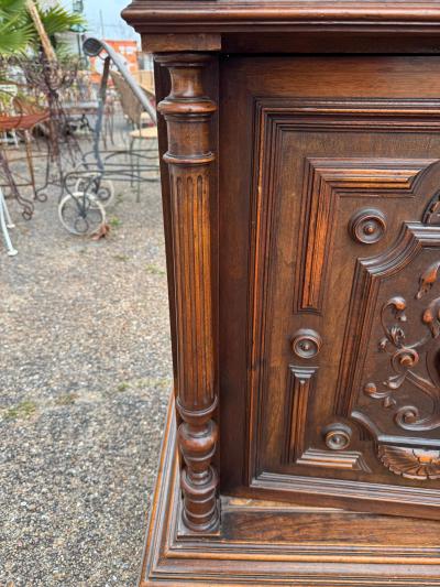 19th Century European Walnut High Relief Carved Renaissance Revival Sideboard