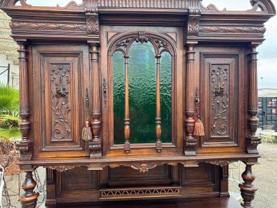19th Century European Walnut High Relief Carved Renaissance Revival Sideboard
