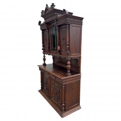 19th Century European Walnut High Relief Carved Renaissance Revival Sideboard