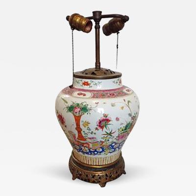 19th Century Famille Rose Porcelain Ginger Jar Lamp