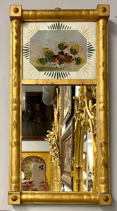 19th Century Federal Eglomise Decorated Wall or Table Mirror