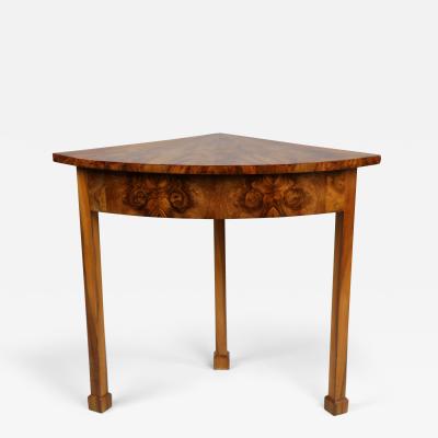 19th Century Fine Biedermeier Walnut Corner Console Table Vienna c 1825 