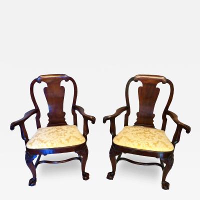 19th Century Fine Quality Pair of George I Style Arm Chairs English Circa 1850