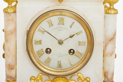 19th Century French Alabaster Gilt Mantel Clock
