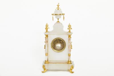 19th Century French Alabaster Gilt Mantel Clock