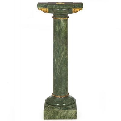 19th Century French Antique Neoclassical Green Marble Pedestal Column
