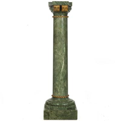 19th Century French Antique Neoclassical Green Marble Pedestal Column