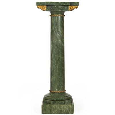 19th Century French Antique Neoclassical Green Marble Pedestal Column