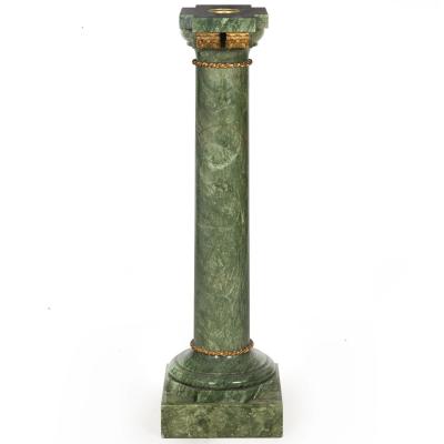 19th Century French Antique Neoclassical Green Marble Pedestal Column