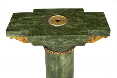 19th Century French Antique Neoclassical Green Marble Pedestal Column