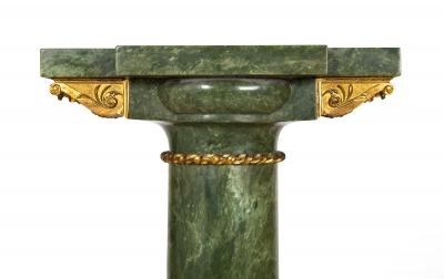 19th Century French Antique Neoclassical Green Marble Pedestal Column