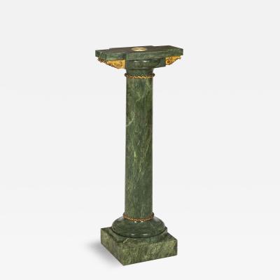 19th Century French Antique Neoclassical Green Marble Pedestal Column