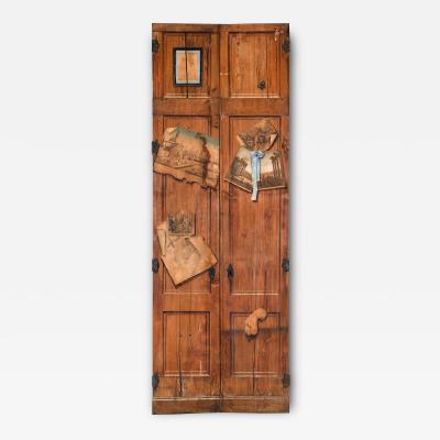 19th Century French Antique Scrubbed Pine Trompe Loeil Decorated Doors