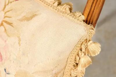19th Century French Aubusson Tapestry Pillow with Floral Basket and Tassels