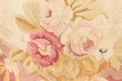 19th Century French Aubusson Tapestry Pillow with Floral Basket and Tassels