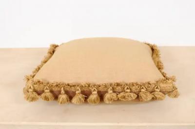 19th Century French Aubusson Tapestry Pillow with Roses and Tassels