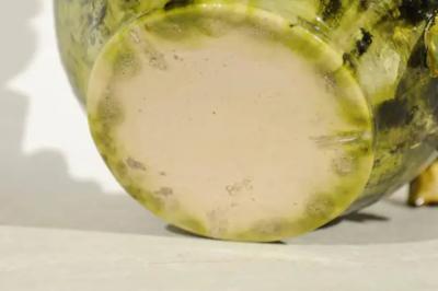 19th Century French Barbotine Covered Bowl with Bird and Bird Nest D cor