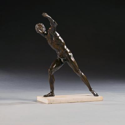 19th Century French Borghese Gladiator Bronze of Large Scale