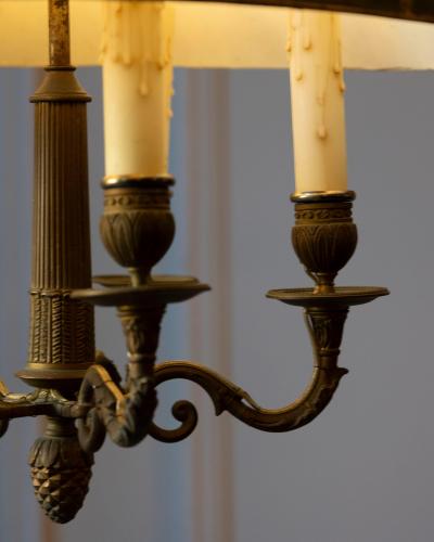 19th Century French Bouillotte Chandelier in Tole and Bronze