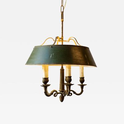 19th Century French Bouillotte Chandelier in Tole and Bronze