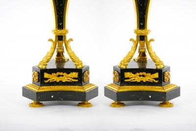 19th Century French Bronze Mounted Black Marble Pair Table Lamp