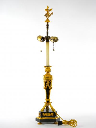 19th Century French Bronze Mounted Black Marble Pair Table Lamp