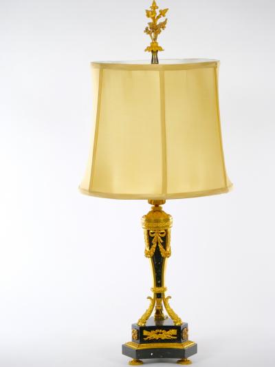 19th Century French Bronze Mounted Black Marble Pair Table Lamp