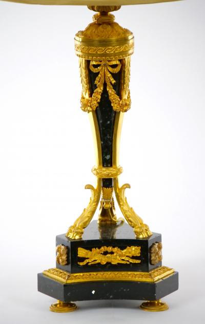 19th Century French Bronze Mounted Black Marble Pair Table Lamp