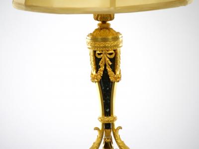19th Century French Bronze Mounted Black Marble Pair Table Lamp