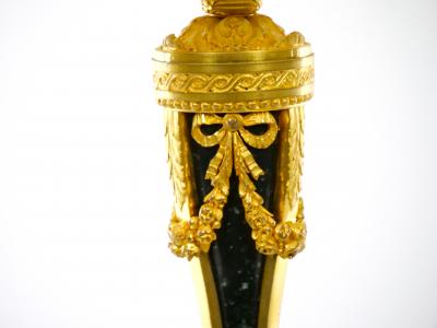 19th Century French Bronze Mounted Black Marble Pair Table Lamp