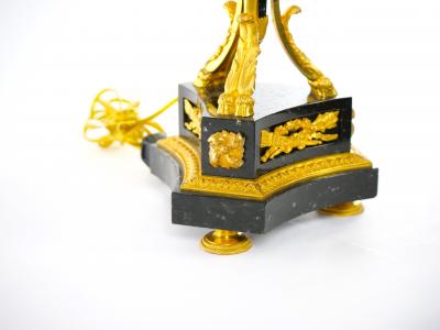 19th Century French Bronze Mounted Black Marble Pair Table Lamp