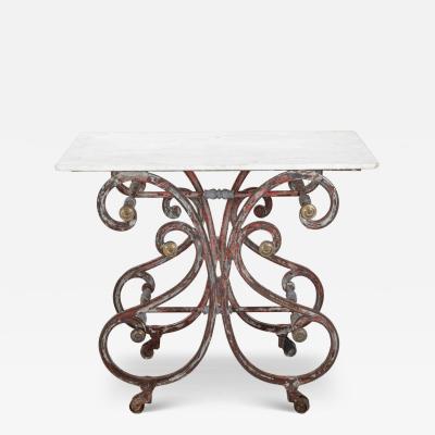 19th Century French Butchers Table with Marble Top