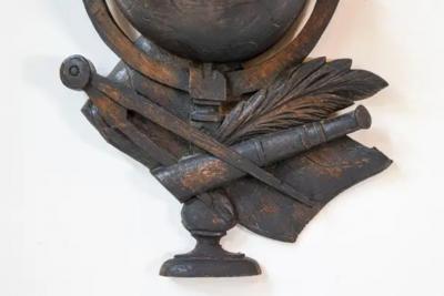 19th Century French Carved Oak Wall Fragment Depicting Scientific Instruments