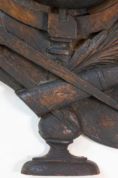 19th Century French Carved Oak Wall Fragment Depicting Scientific Instruments