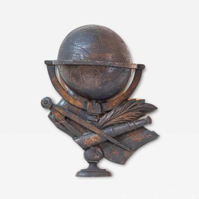 19th Century French Carved Oak Wall Fragment Depicting Scientific Instruments