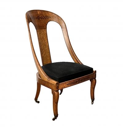 19th Century French Charles X Burl birch Spoon Back Chair