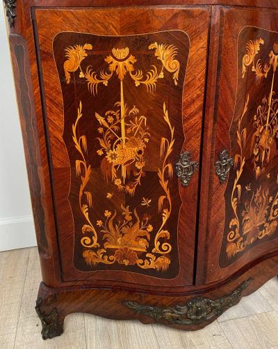 19th Century French Corner Cabinet with Rouge Marble Top