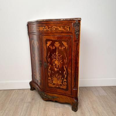 19th Century French Corner Cabinet with Rouge Marble Top