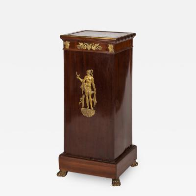 19th Century French Empire Style Ormolu Mounted Wood Marble Pedestal c 1890
