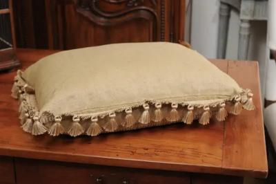 19th Century French Floral Themed Aubusson Tapestry Pillow with Tassels