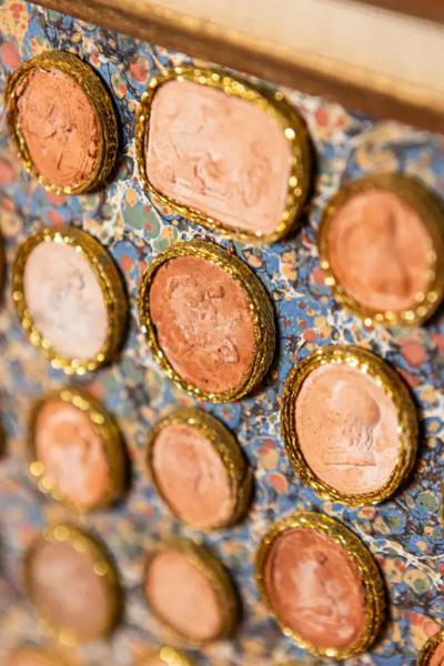 19th Century French Framed Cameo Collection with Gilt Accents