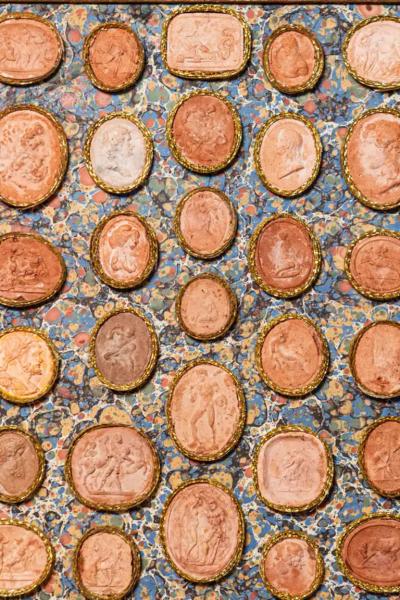 19th Century French Framed Cameo Collection with Gilt Accents