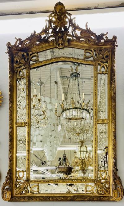 19th Century French Gilded Wood and Gesso Monumental Mirror