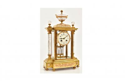 19th Century French Gilt Bronze Crystal Regulator Clock by Samuel Marti